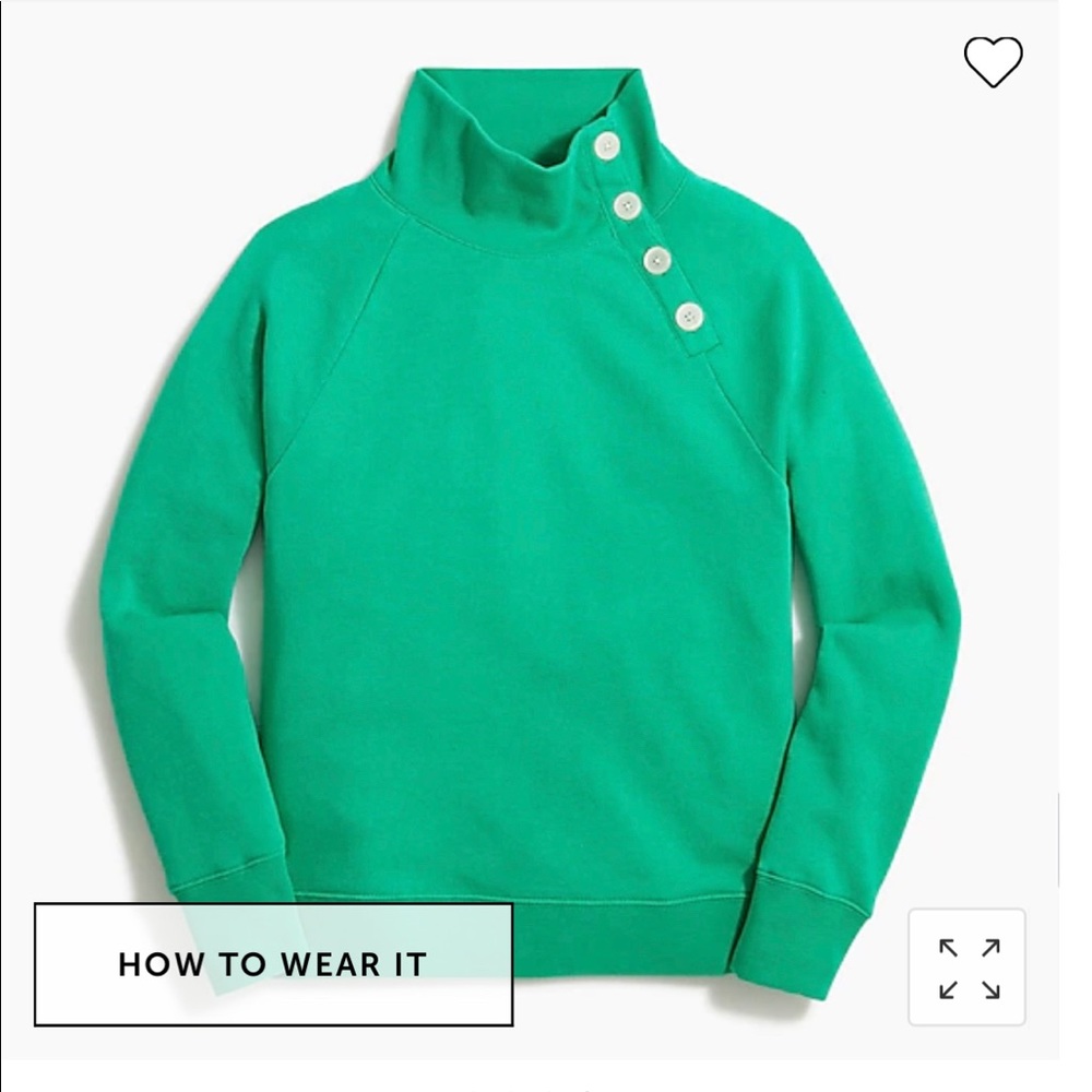 Wide button-collar pullover sweatshirt in cloud spun fleece.